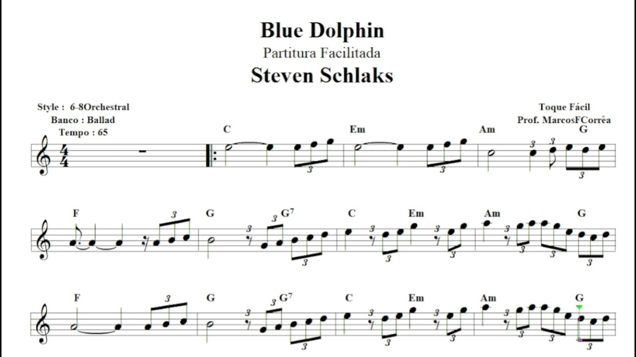 Blue Dolphin - Steven Schlaks  - Partitura Facilitada  Cover