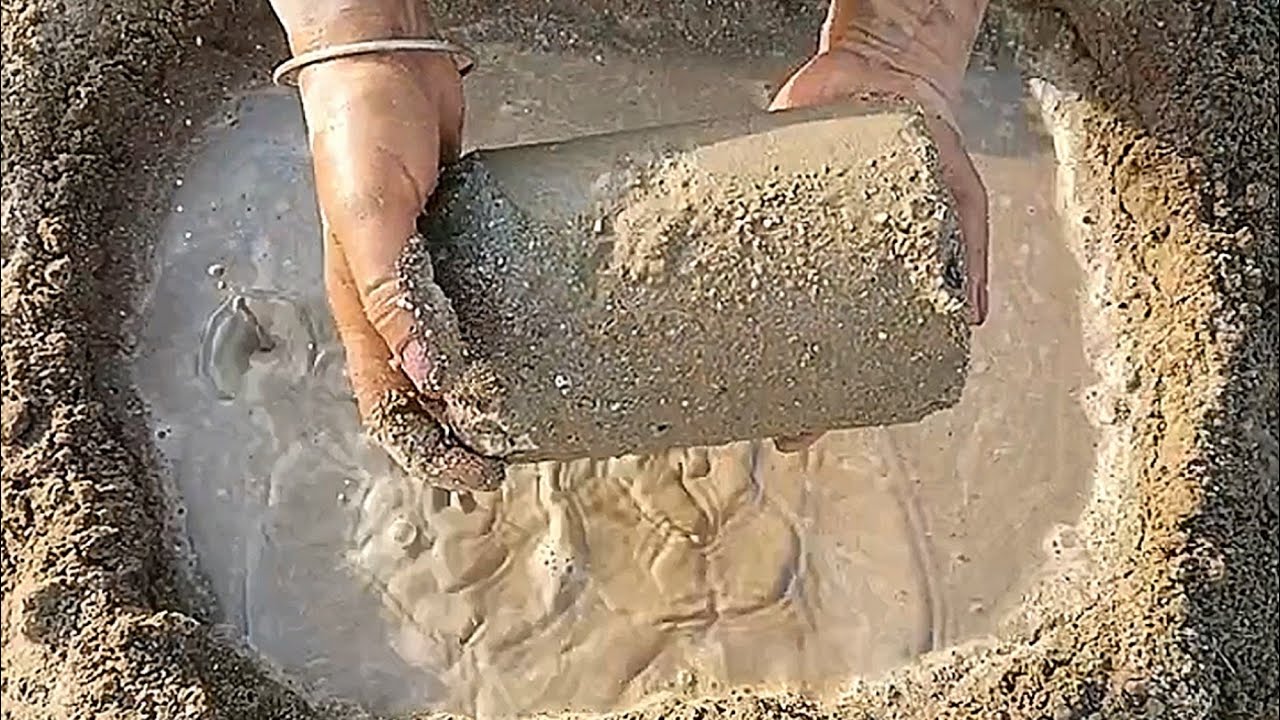 Sand Cement ASMR Water Pool Crumbling🤤Satisfying Pouring on Paste & Mixing🤤#pasteplay #insane