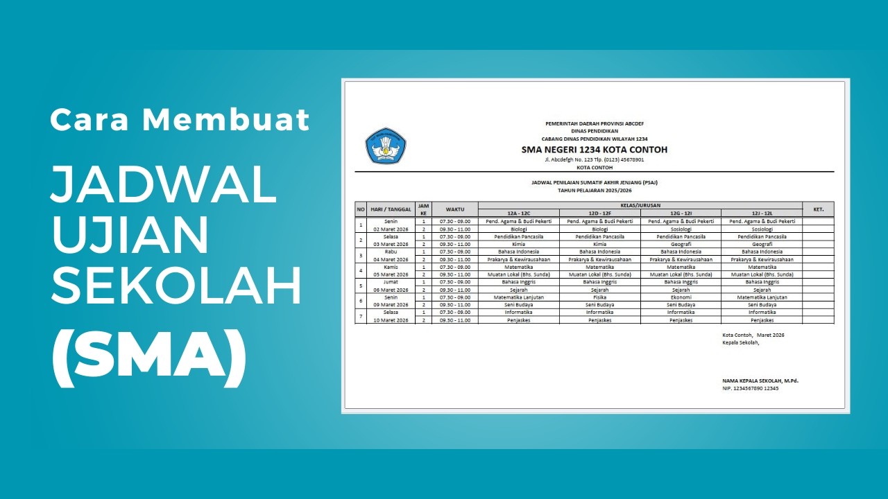 Cara Membuat Jadwal Ujian Sekolah PSAJ untuk SMA