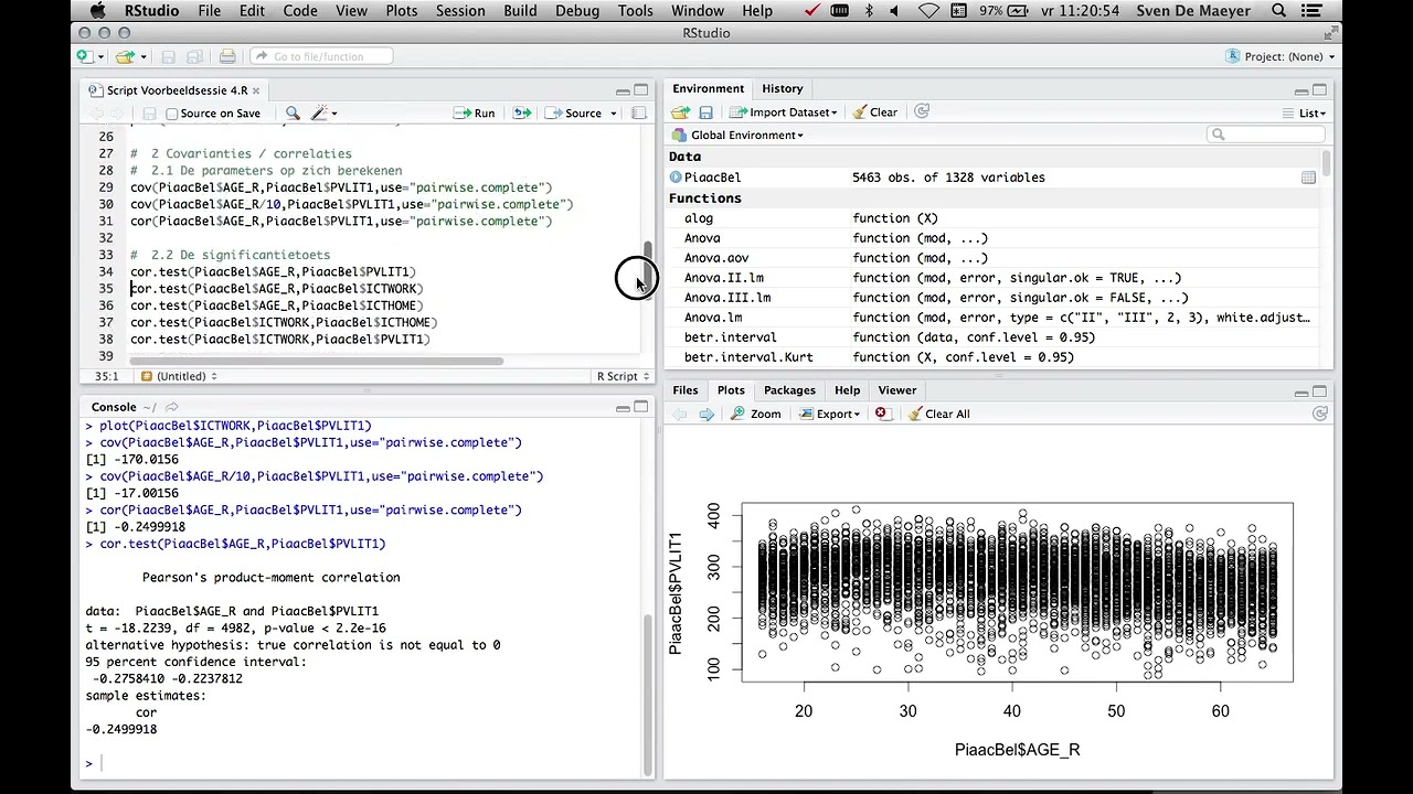 Screencast Correlatie-analyse in R