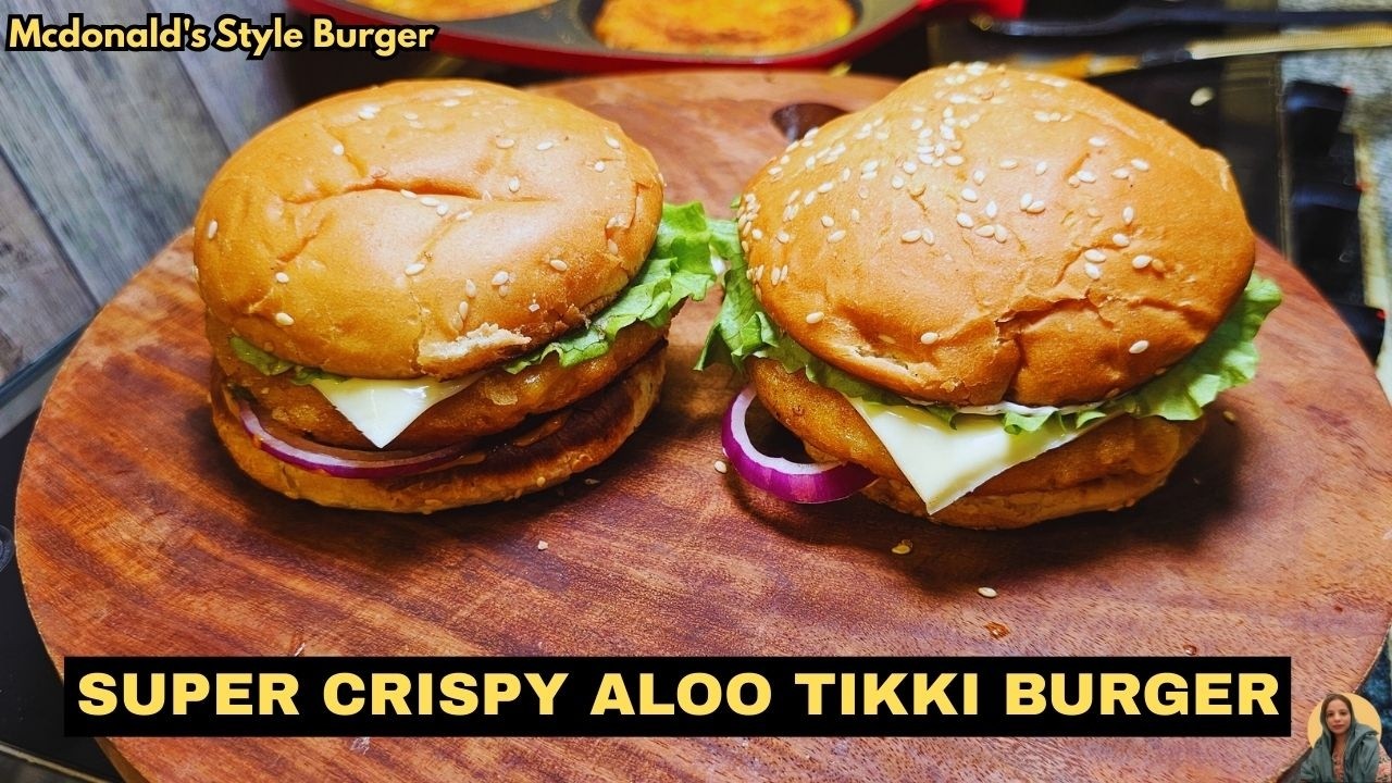 10 MIN MEIN BANAYEIN CRISPY ALOO TIKKI BURGER 🍔 | VEG BURGER RECIPE