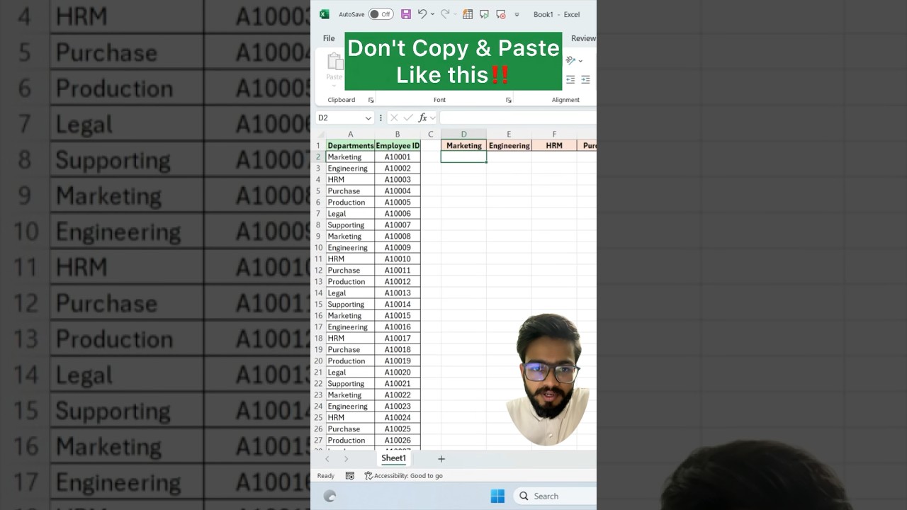 Don't copy and paste in Excel‼️ Instead Use Amazing Function #exceltips #excel #exceltricks #shorts