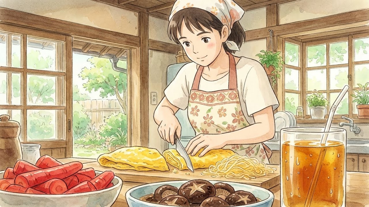 The Brightest Lunch 🍱 Fluffy Eggs & Fresh Veggie Sushi [Ghibli ASMR]  | Ghibli Style ASMR