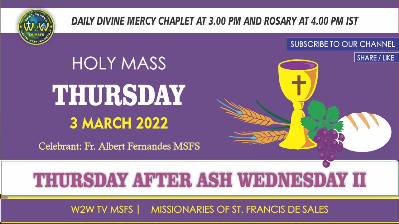 Thursday Holy Mass | After Ash Wednesday | 3 March 2021 | Fr. Albert Fernandes MSFS