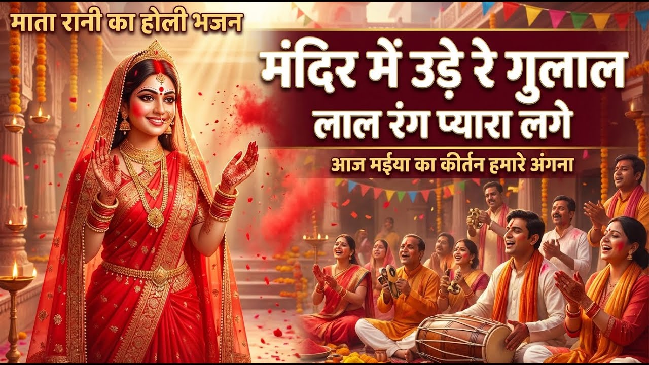 मंदिर में उड़े रे गुलाल 🌸 | लाल रंग प्यारा लगे | माता रानी का होली भजन | Kiर्तन भजन