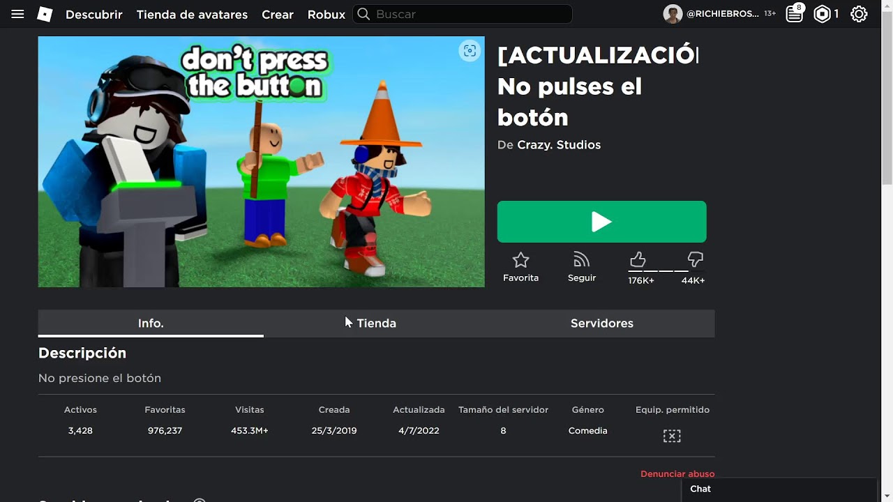 ROBLOX No pulses el bot&oacute;n