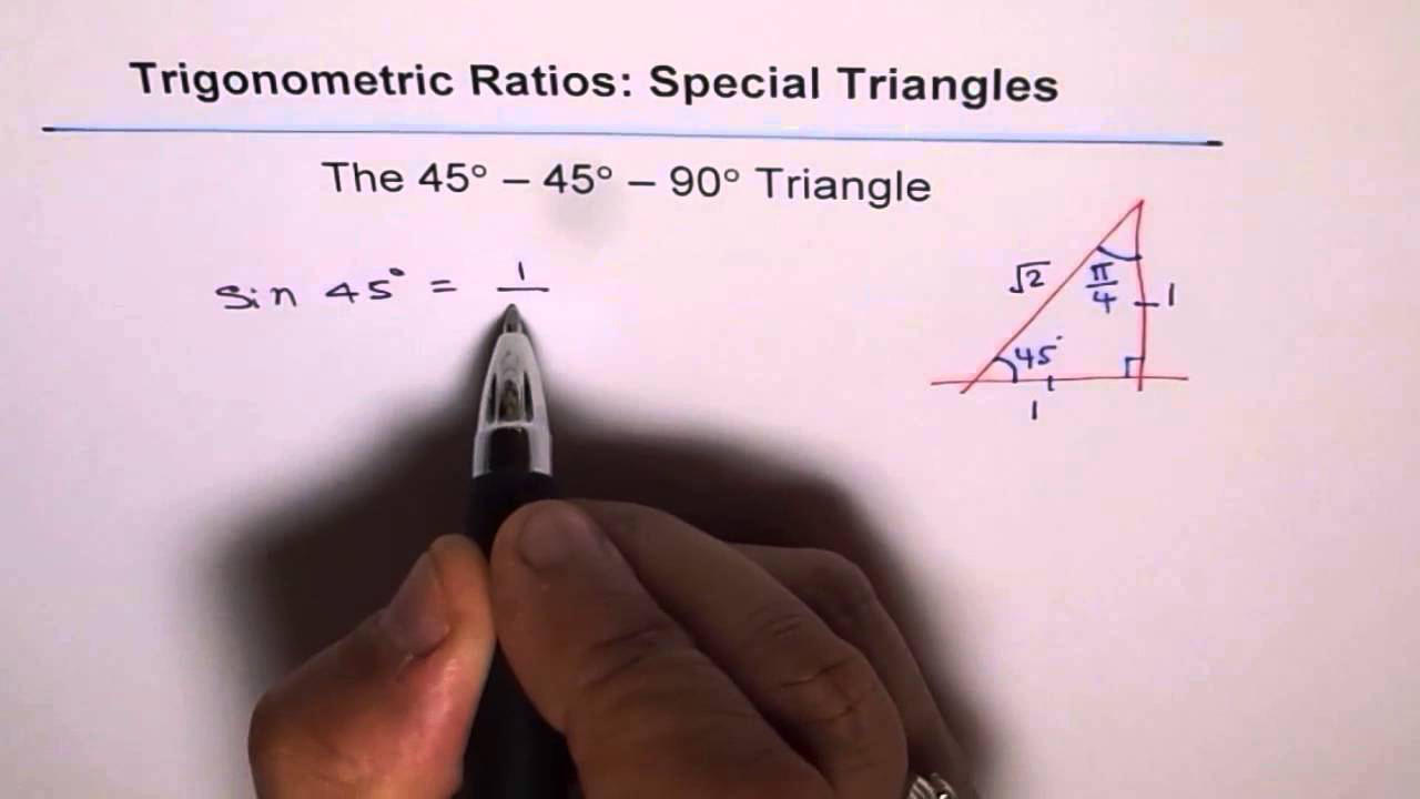 Special Triangle 45 45 90 Trigonometric Ratios