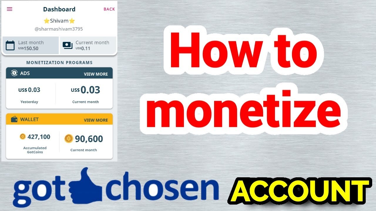 gotchosen monetization ऐसे करें! पूरी जानकारी एक वीडियो में....#gotchosen #monetization #monetize
