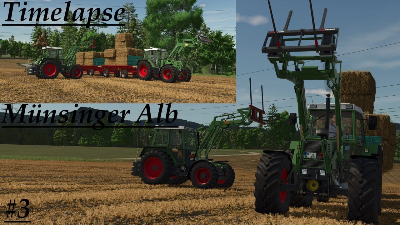 Landwirtschafts Simulator 25 Timelapse Münsinger Alb #3 Gerstenstroh  fahren mit dem Fendt 380 GT
