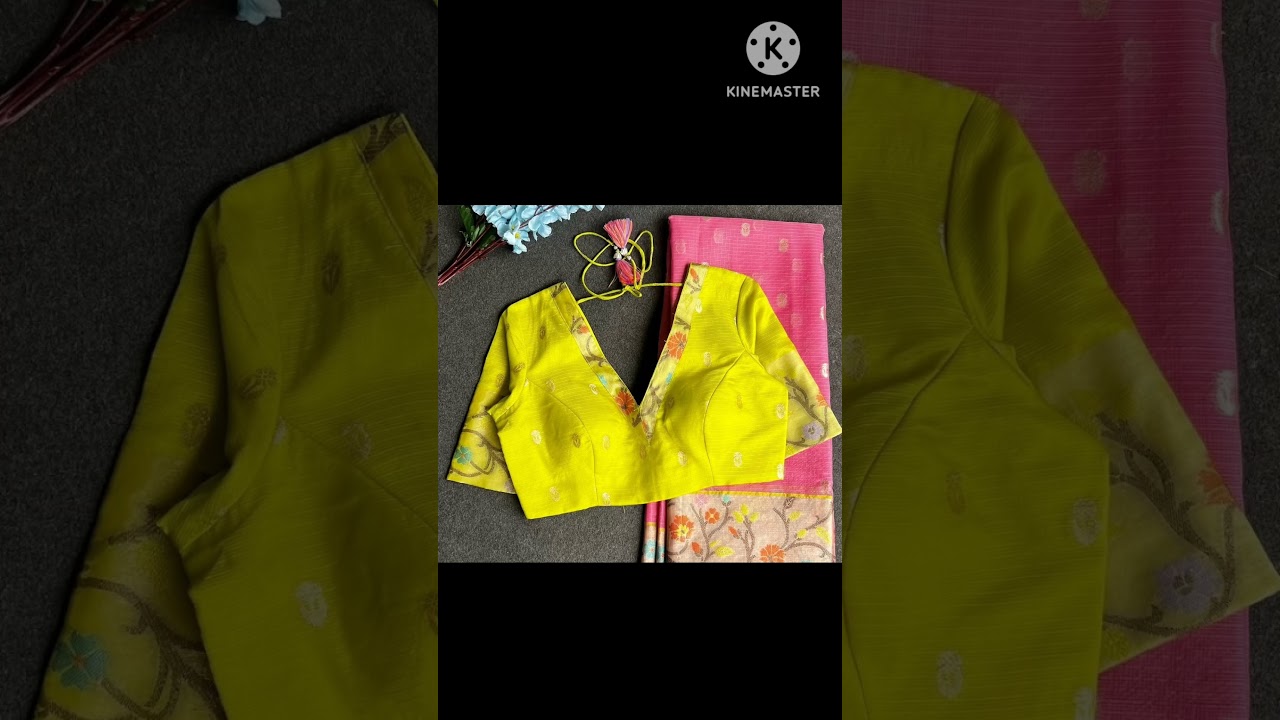 V neck with lace and princess cut blouse designs back and front 