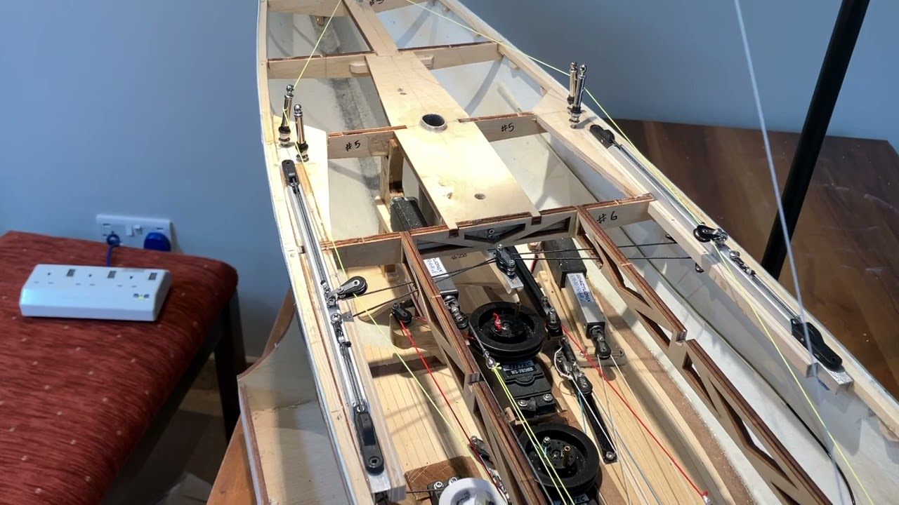J Class Genoa boat running rigging gubbins control