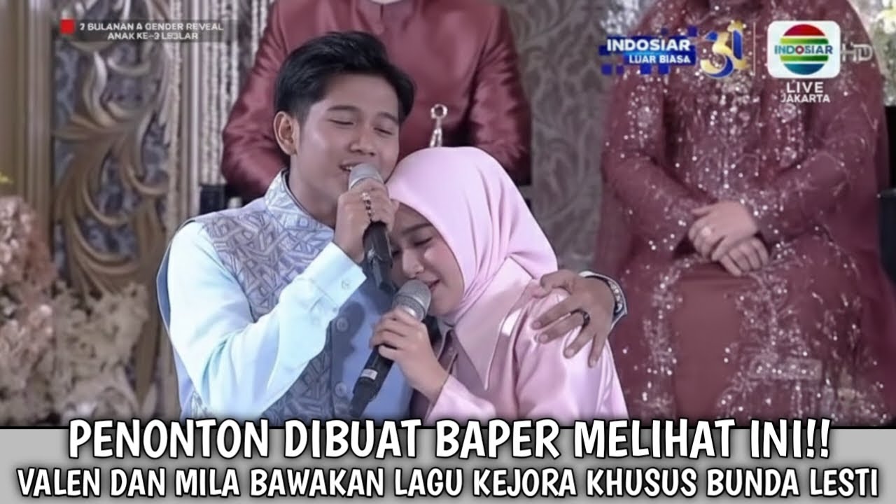 Penonton dibuat baper!! Aksi romantis Valen dan Mila bawakan lagu kejora di acara 7 bulanan Lesti.