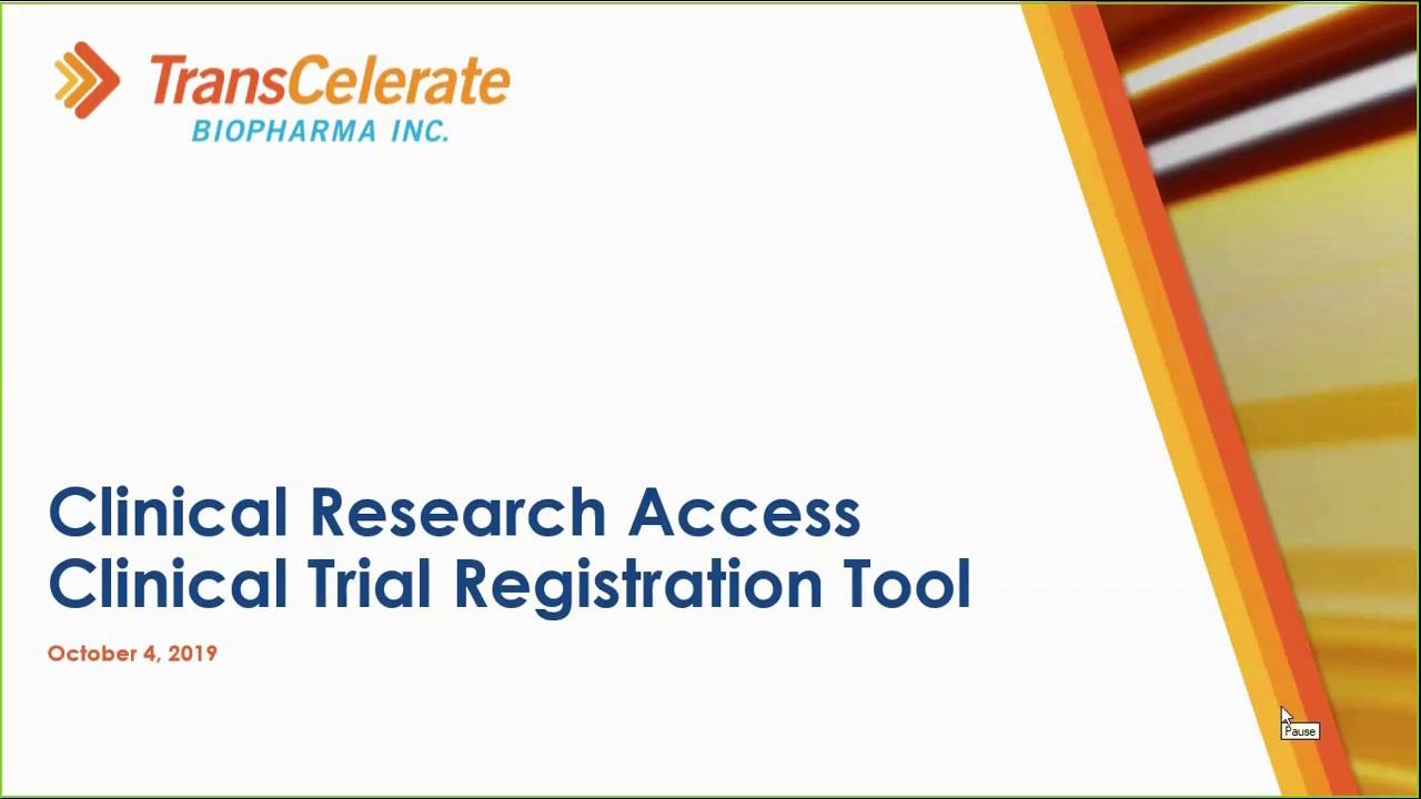 Clinical Research Access: Clinical Trial Registration Tool | TransCelerate