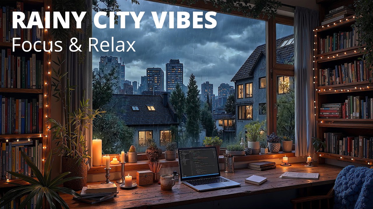Cozy Rainy City Study Room 🌧️ Focus & Relax