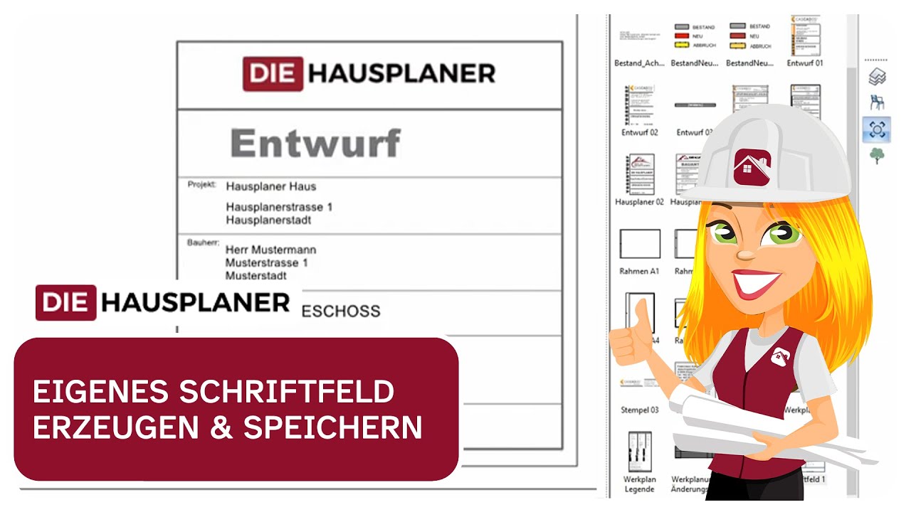 Ein eigenes Schriftfeld erstellen und abspeichern
