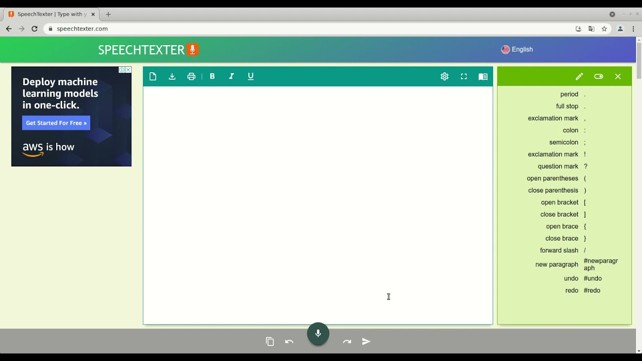 Dictating to your Computer on speechtexter.com