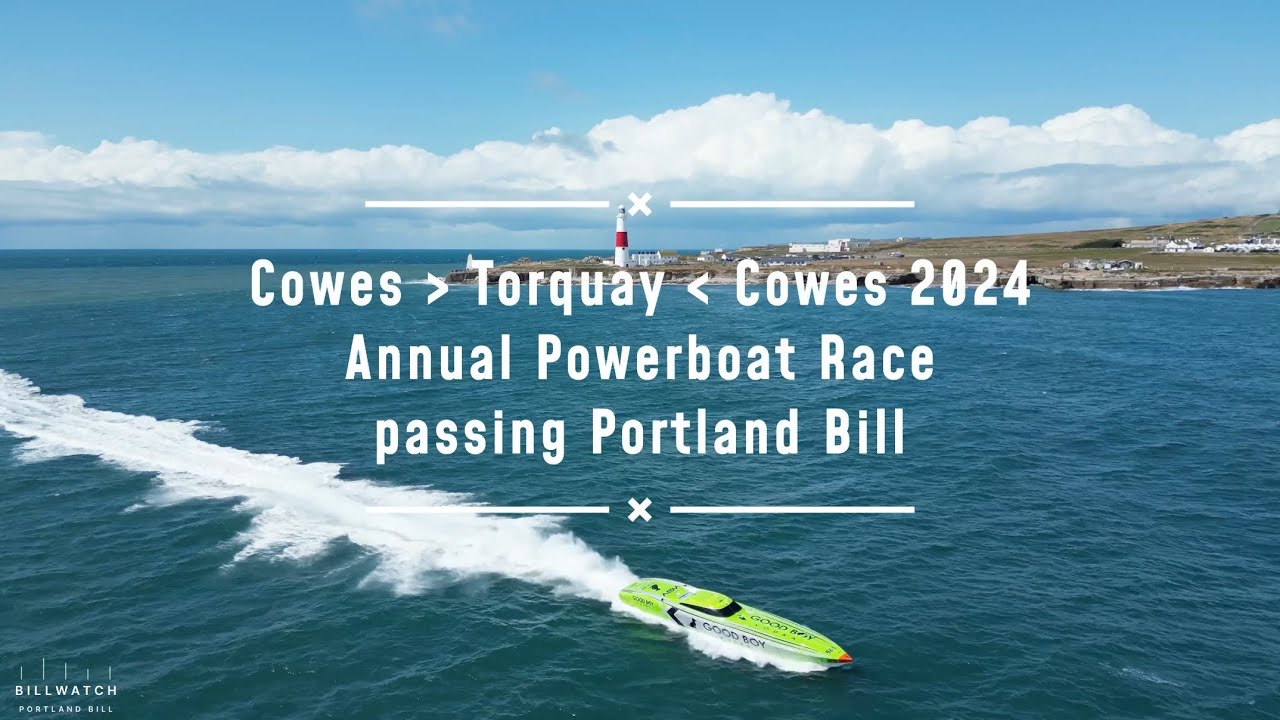 Cowes Torquay Cowes Powerboat Race 2024, passing Portland Bill, Dorset