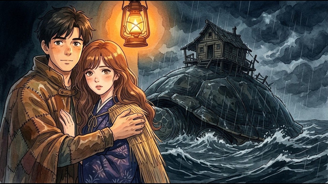 Sleeping on a Giant Turtle During a Typhoon | Ghibli Den ASMR