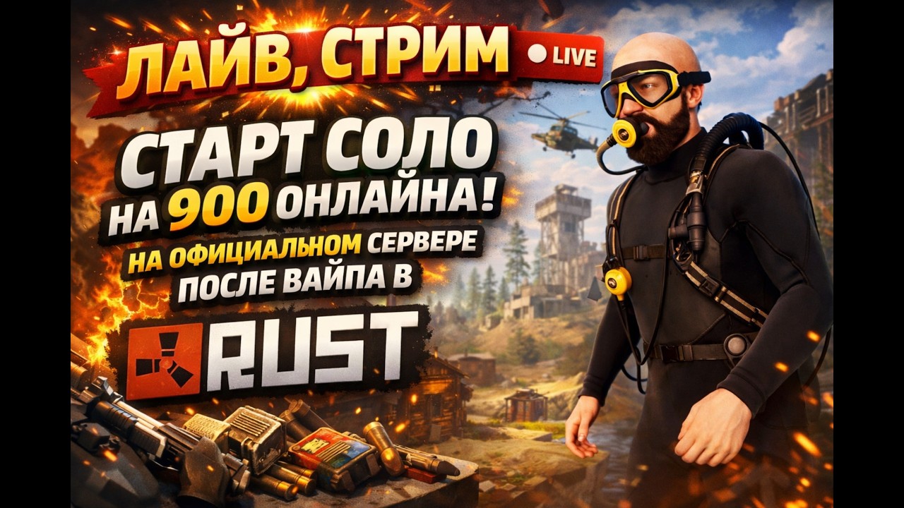 СТАРТ СОЛО НА 900 ОНЛАЙНА ОФИЦИАЛЬНОМ СЕРВЕРЕ ПОСЛЕ ВАЙПА В RUST