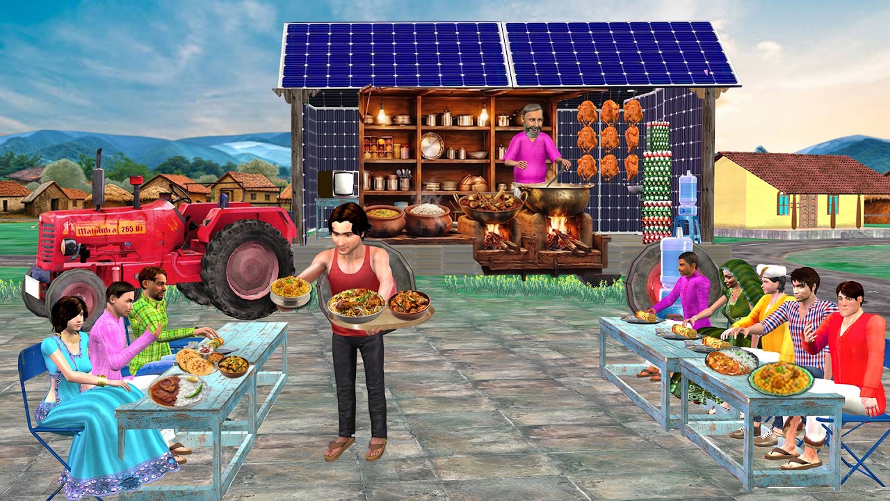 Solar Tractor Dhaba Desi Jugaad Restaurant Street Food Hindi Kahani Moral Stories Funny Comedy Video