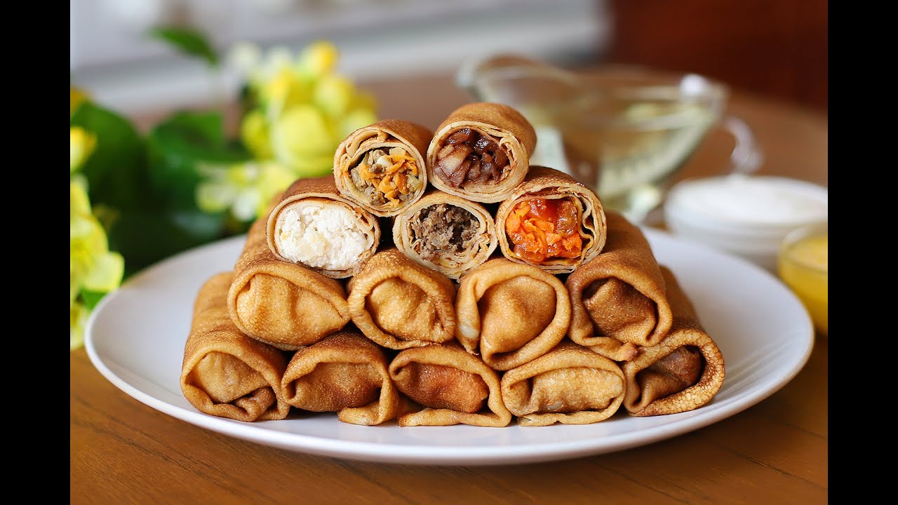 Самые тонкие БЛИНЫ на Масленицу. Проще не бывает! Сразу 5 вкусных начинок для блинов. Рецепт блинов.