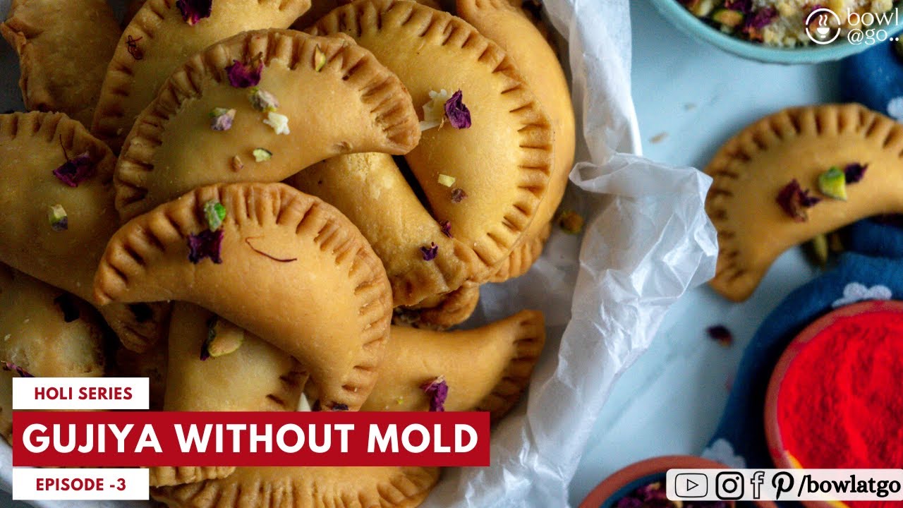 Mawa Gujiya Recipe | How to make Gujiya without mold | Holi Sweets | Holi Series-Episode 3 |bowlatgo