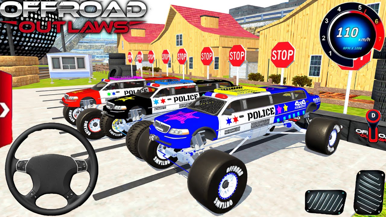 Mega Monstruo Policía Carros Multijugador Convoy Simulador-Car Offroad Driving Gameplay.