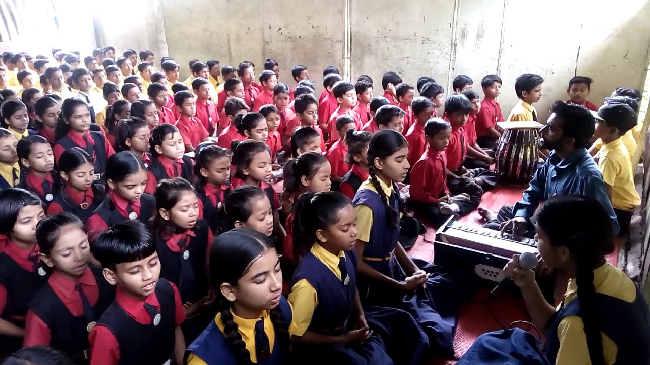 Ananda sutram in Ananda marga middle school bhopal during prayer after meditation with teachers