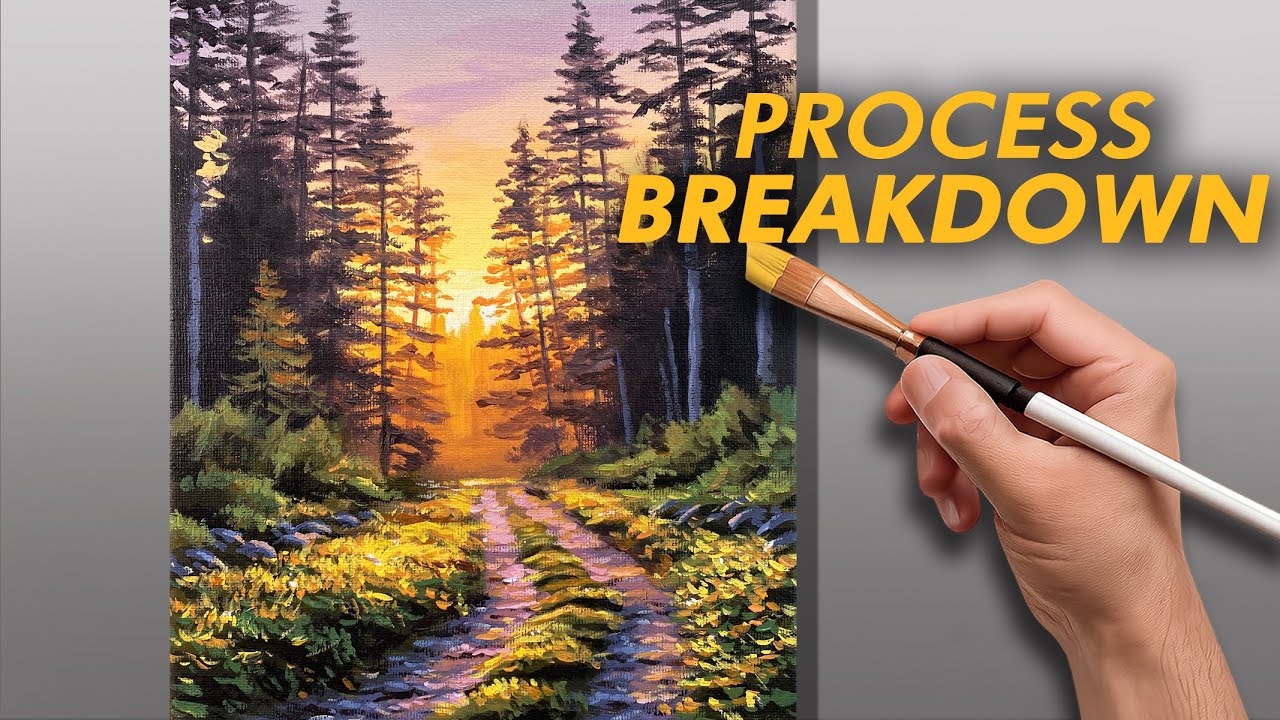 How to Paint Forest Trail Landscape | Step-by-step Acrylic Painting