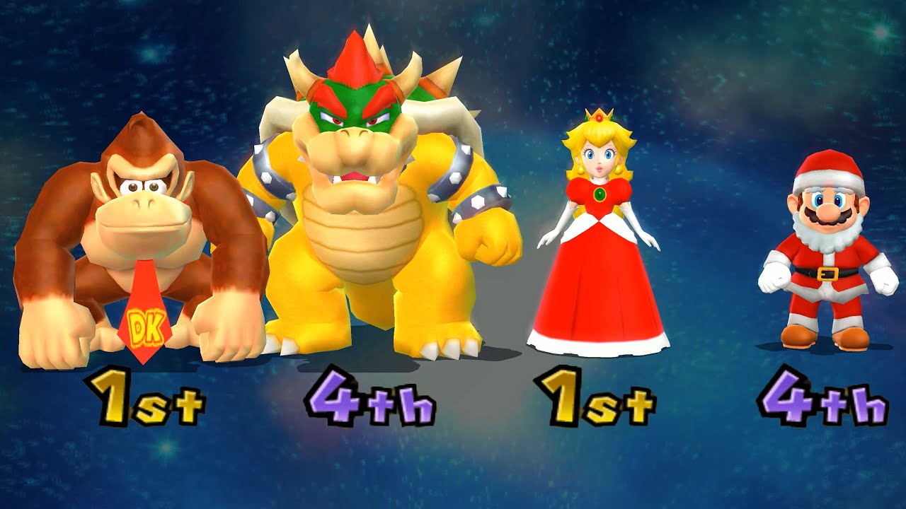 Mario Party 9 Mod - Donkey Kong Vs Santa Mario Vs Bowser Vs Peach #Marioparty9Mod
