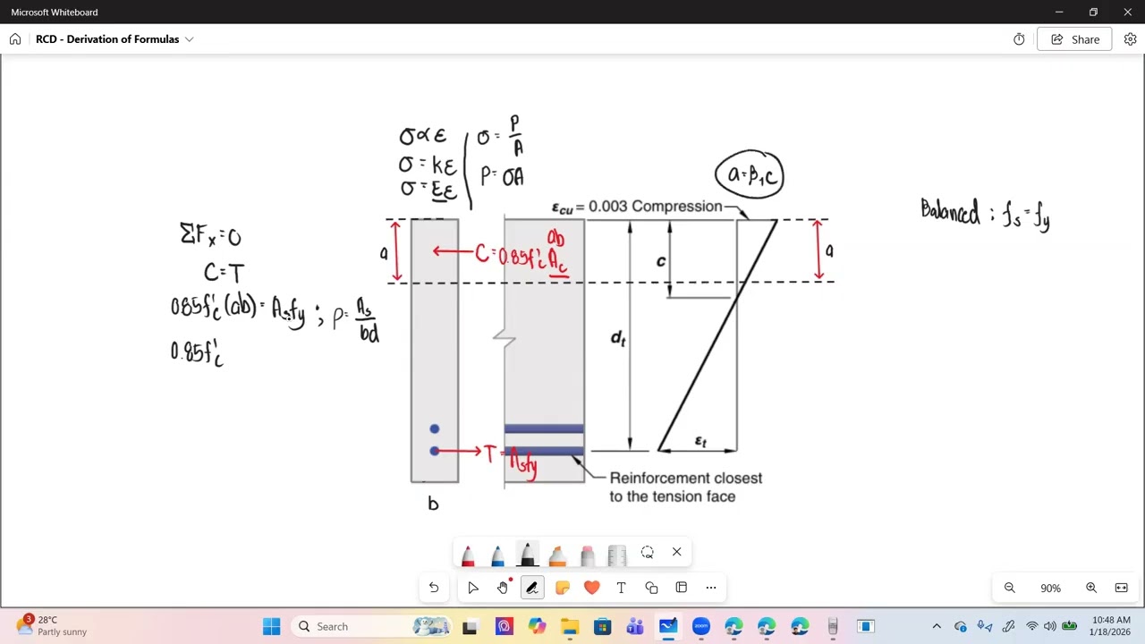 RCD - Derivation of Steel Ratio (Balanced and Required)