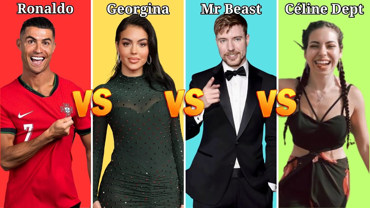 Comparison: Cristiano Ronaldo vs Georgina Rodríguez vs Mr Beast vs Céline Dept