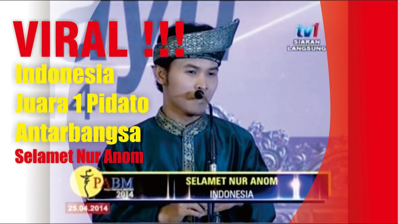 VIRAL !!! Indonesia Juara 1 Pidato Antarbangsa Bahasa Melayu//Selamet Nur Anom