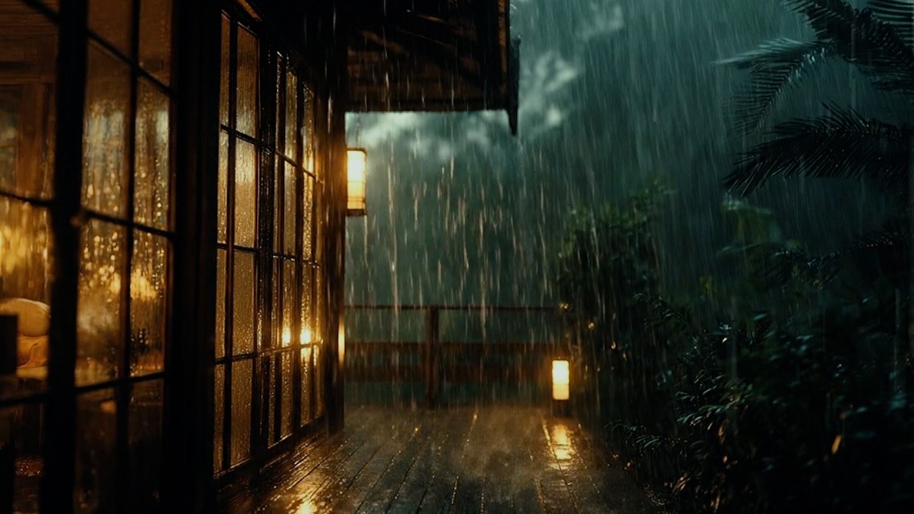 Rain in the Middle of Lush Forest | Natural Night Sounds for Sleep & Relaxation