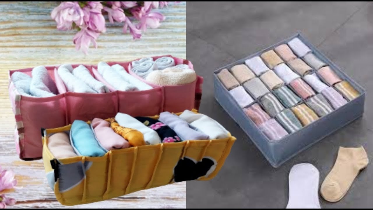 منظم الادراج و الدواليب مشروع مربح من بواقى القماش   Organizer fabric basket for clothes