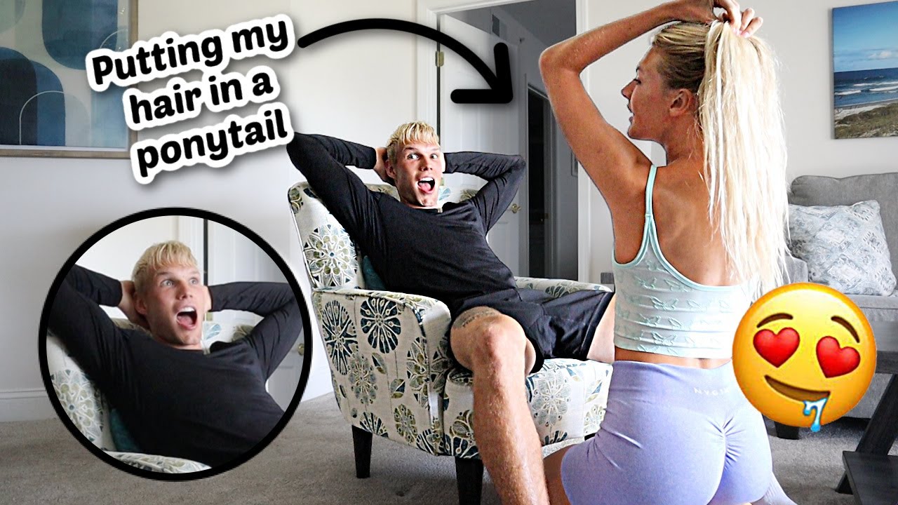 Putting my hair in a ponytail to get my Boyfriends Reaction!