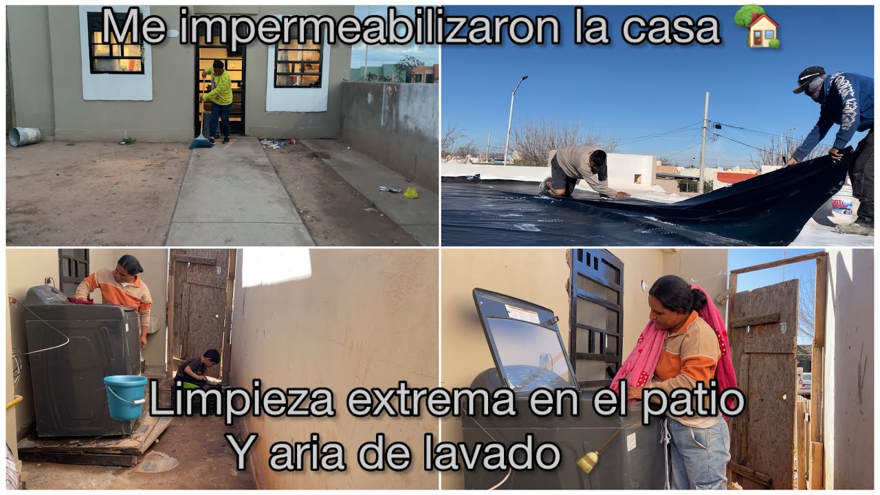 Limpieza extrema en el patio Y aria de labado 🪣porfin me impermeabilizaron la casa 🏡