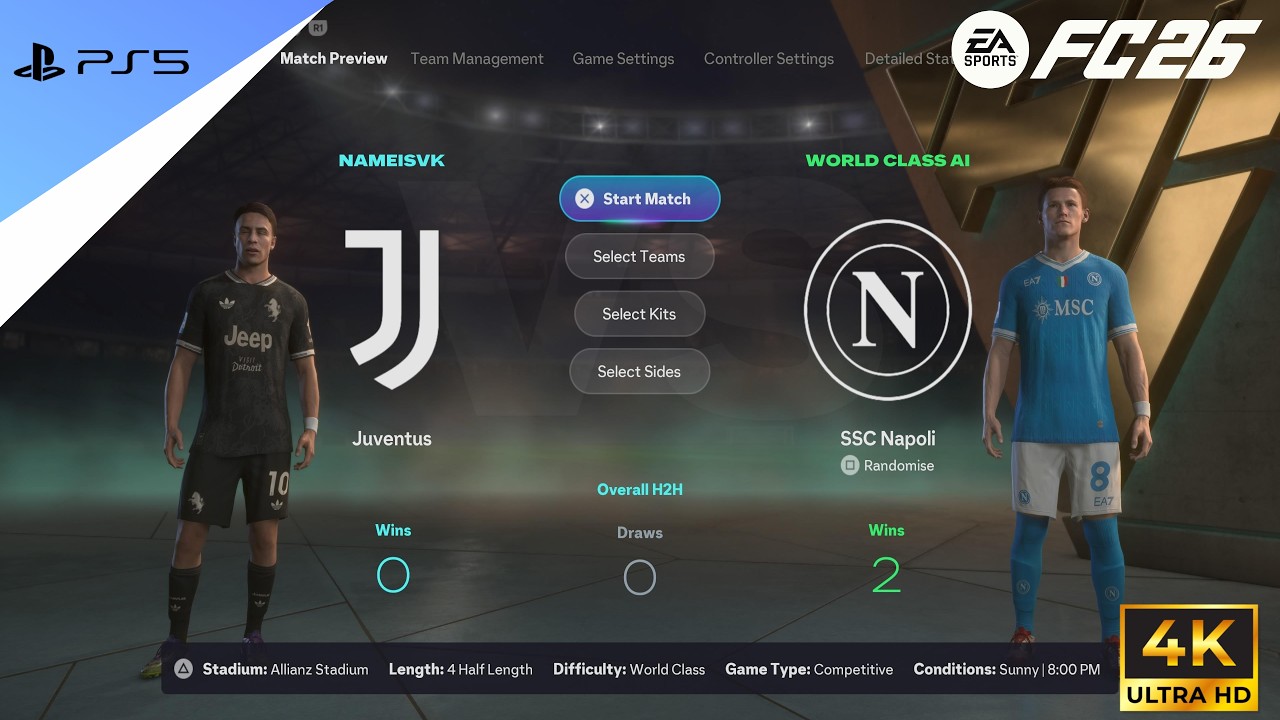 FC26 Gameplay| Juventus vs Napoli| World-class| Serie A| PS5| 4K