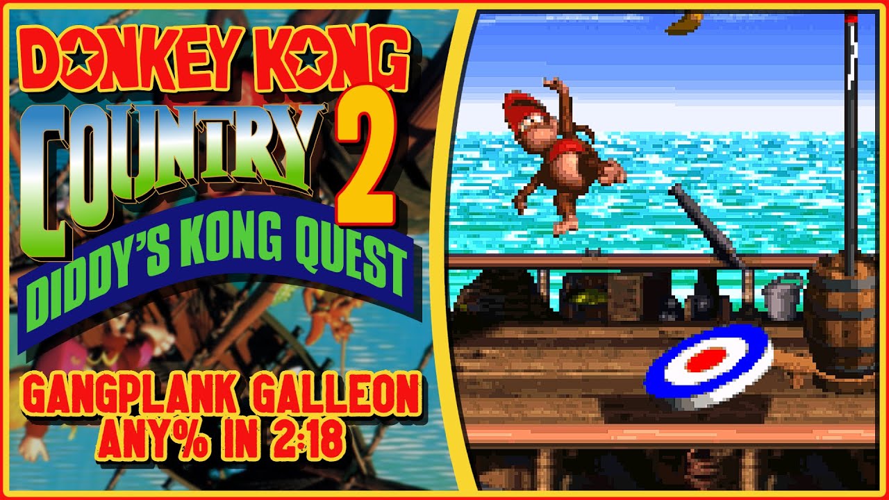 Donkey Kong Country 2 - W1: Gangplank Galleon Any% in 2:18 (Personal Best)