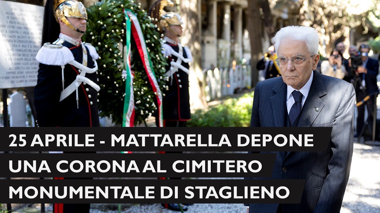 Mattarella depone una corona al Cimitero monumentale di Staglieno
