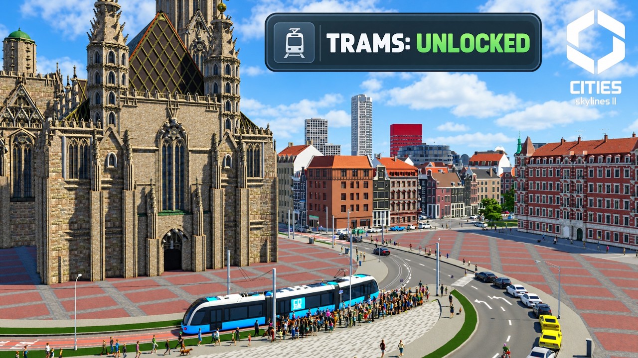 Trams in the Historical European City | Cities Skylines 2