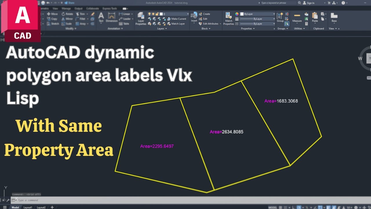 AutoCAD Dynamic Lisp: Polygon Area Calculation & Labeling
