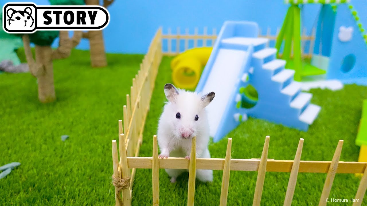 Hamster Playground - The Wax Village 🐹 Hamster swing, slide, tunnels, sandbox 🐹 Homura Ham