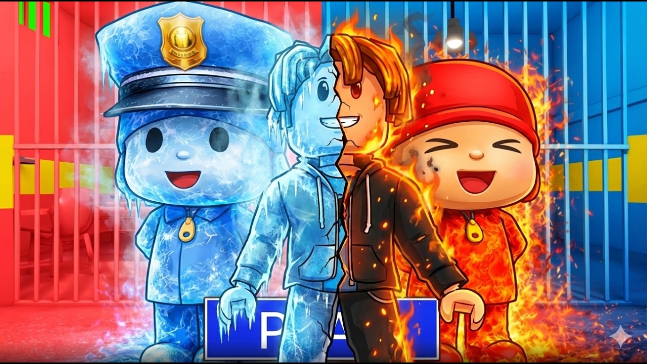 CORRIDA DE PRISÃO DE Água VS Fogo POCOYO! (Obby)