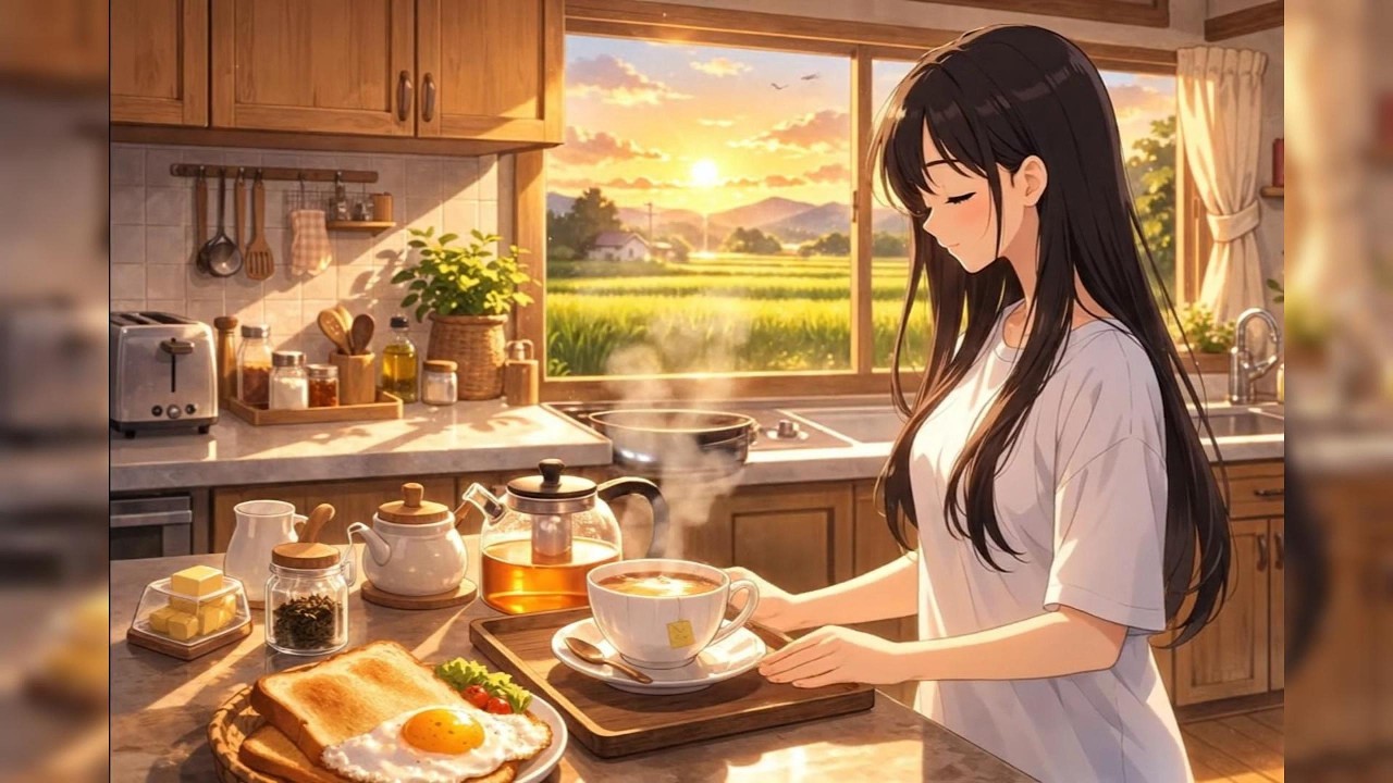 A Cozy Peaceful Morning Routine | Wake Up, Freshen Up & Cook Breakfast | Ghibli-Style ASMR 🌅 