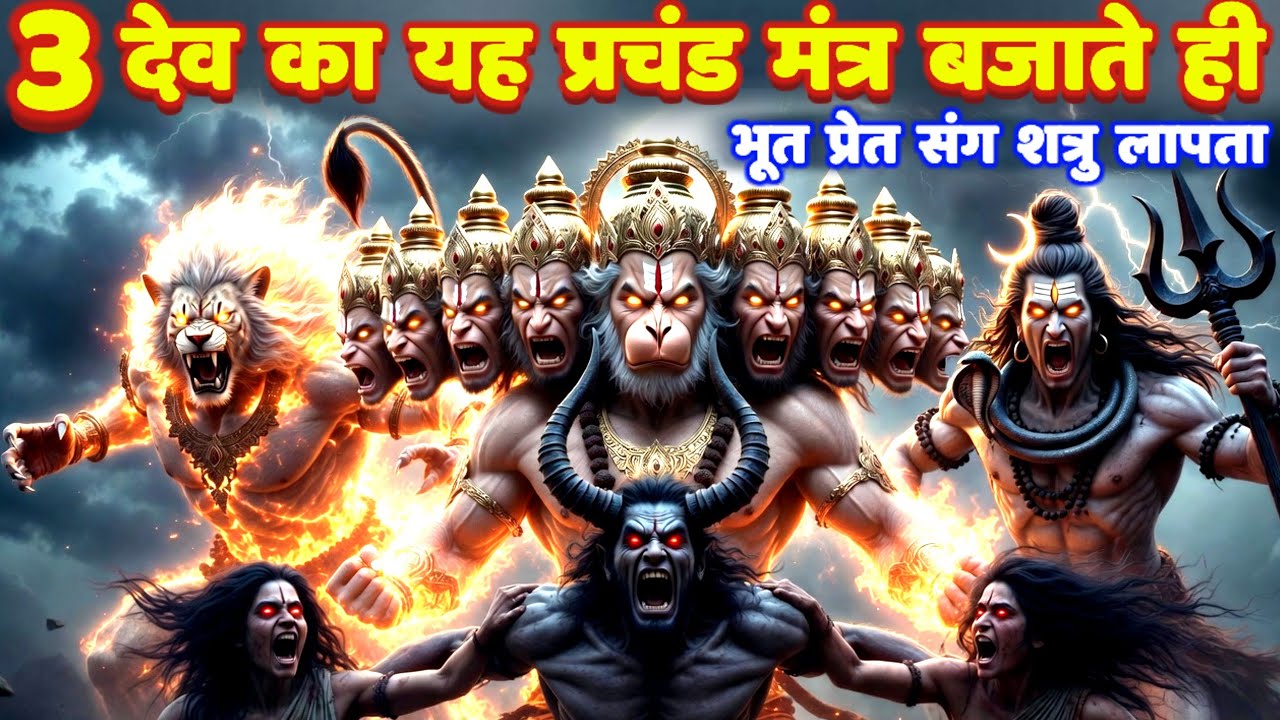शत्रु मारण 3 देवों की प्रचंड शक्ति, नरसिंह, भैरव, 11 मुखी हनुमान उग्र मंत्र: Shatru Nashak Mantra
