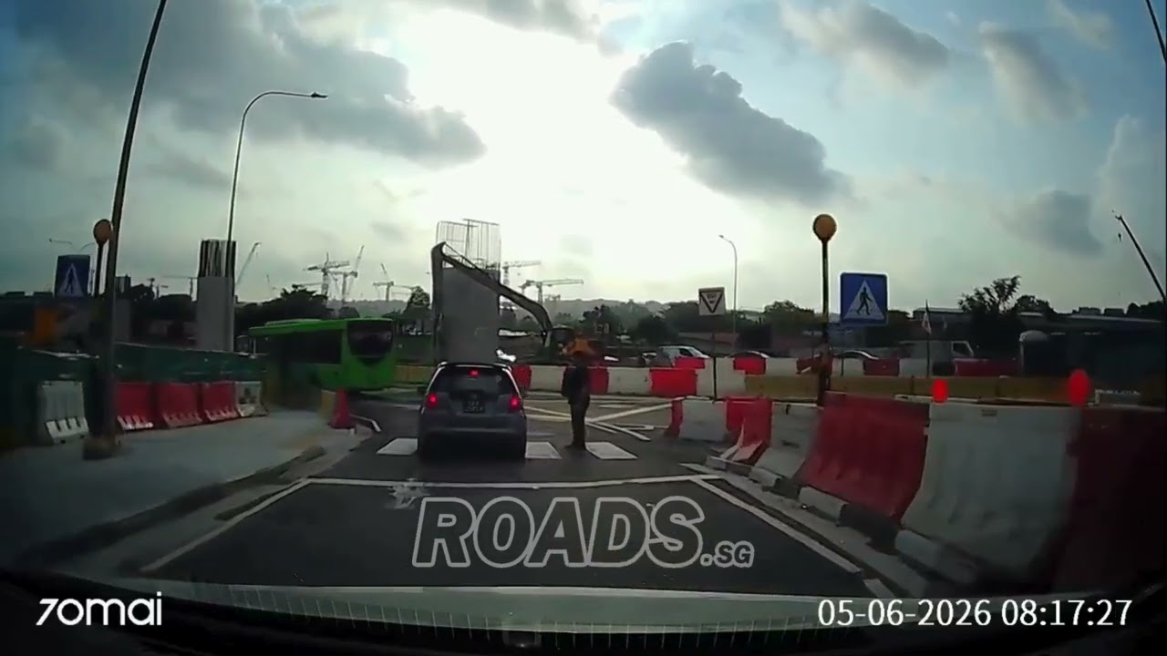 Driver did not stop for the pedestrian and almost hit the pedestrian
