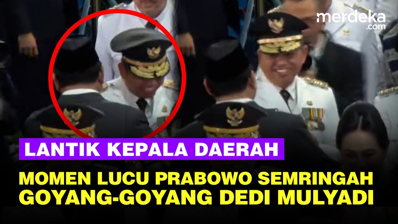 Momen Lucu Prabowo Goyang-Goyang Dedi Mulyadi saat Salaman Usai Pelantikan Kepala Daerah