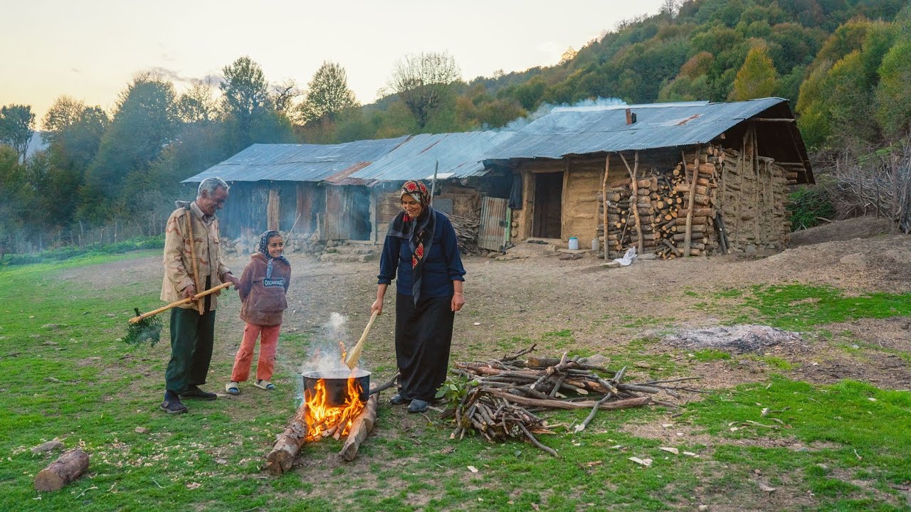 Autumn Forest Cabin Life Day 1: Cooking Traditional Stuffed Chicken Over Fire