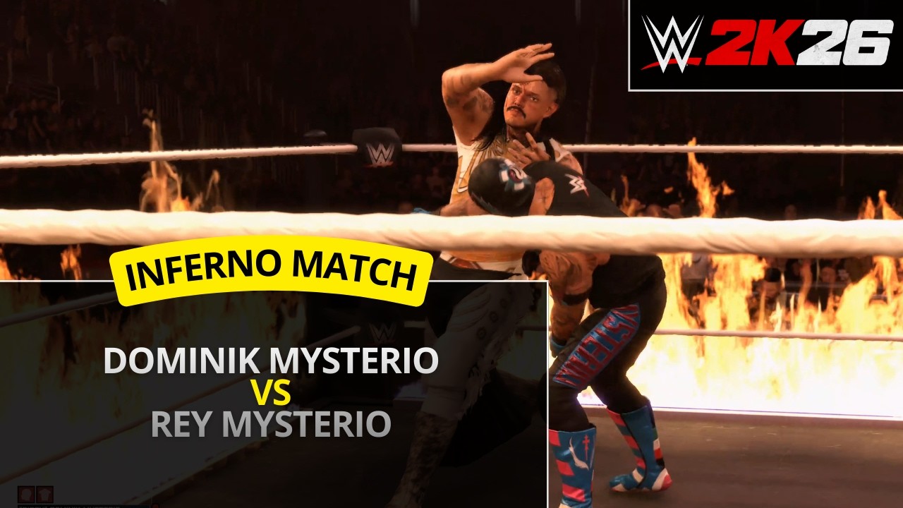 WWE 2K26 – Доминик Мистерио против Рея Мистерио (матч «Адское пламя»)